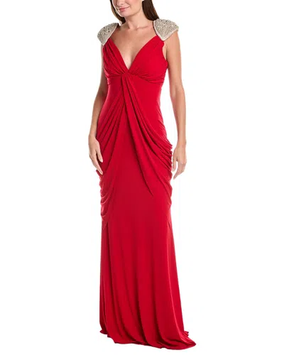 Issue New York Solid Embellished Maxi Dress In Red