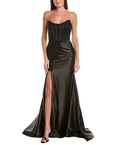 Issue New York Solid Off The Shoulder Maxi Dress In Black