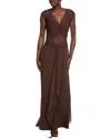 Issue New York Solid Silk Shell Gown In Brown