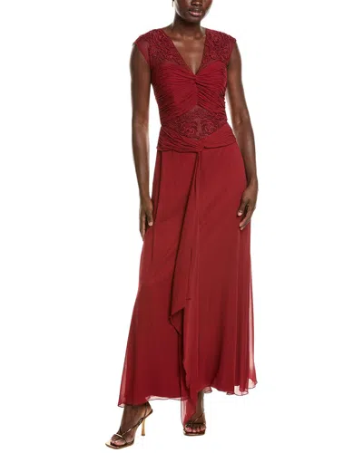Issue New York Solid Silk Shell Gown In Burgundy