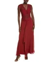 Issue New York Solid Silk Shell Gown In Red