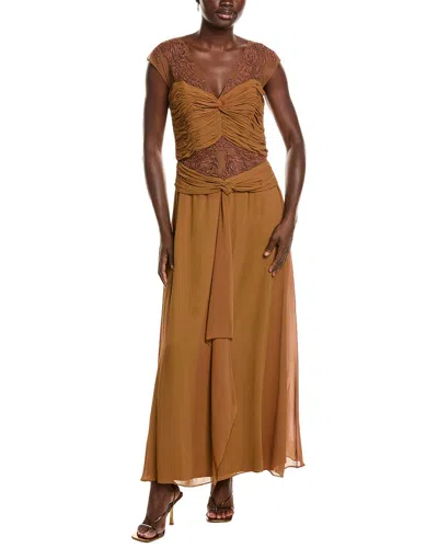 Issue New York Solid Silk Shell Gown In Brown