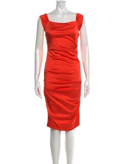 Pre-owned Issue New York Square Neckline Knee-length Dress In Orange