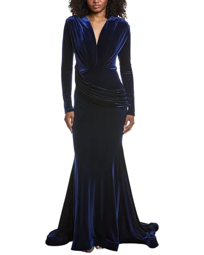 Issue New York Velvet High-low Gown In Blue