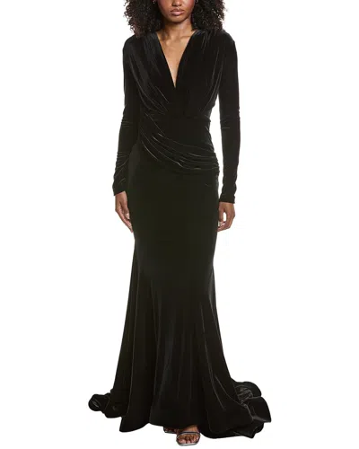 Issue New York Velvet High-low Gown In Black