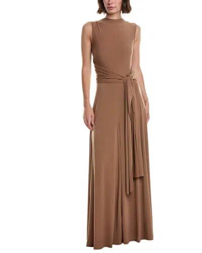 Issue New York Wrap Bodice Gown In Brown