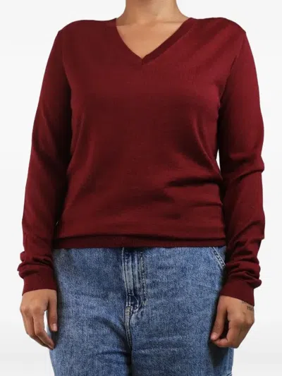 Pre-owned Issue Twelve Paula V-neck Sweater In Red