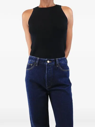 Pre-owned Issue Twelve Zoe Ribbed Vest Top In Black