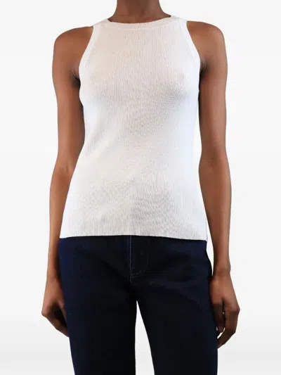 Pre-owned Issue Twelve Zoe Ribbed Vest Top In White