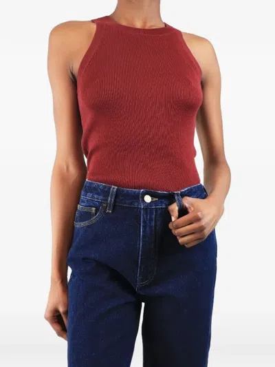 Pre-owned Issue Twelve Zoe Ribbed-design Top In Red