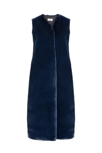 Issy London Women's Bethany Reversible Sleeveless Longline Faux Fur Shearling Midnight Blue