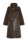 Issy London Women's Cleo Luxe Recycled Vegan Faux Fur Belted Coat Brown In Brown
