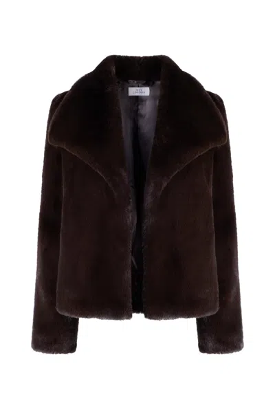 Issy London Women's Gemma Jacket Vegan Luxe Pile Faux Fur Brown