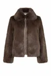 Issy London Women's Karla Bomber Jacket Vegan Luxe Faux Fur Brown In Brown