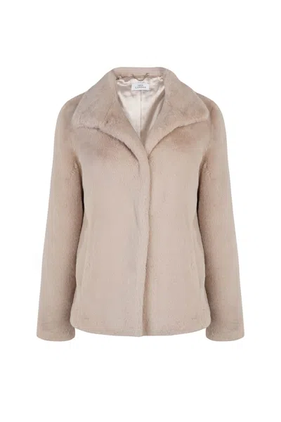 Issy London Women's Neutrals Ava Lighterweight Faux Fur Jacket Pale Blush