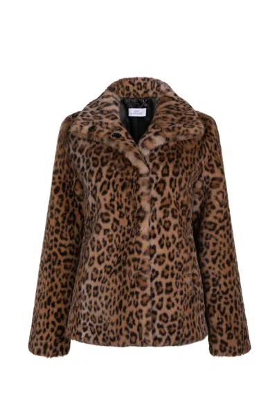 Issy London Women's Neutrals Claudia Luxe Leopard Faux Fur Jacket In Animal Print