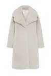 Issy London Women's Neutrals Greta Luxe Longline Faux Fur Coat Chalk In Neutral