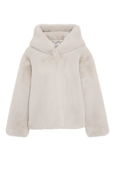 Issy London Women's Neutrals Jade Hooded Luxe Recycled Vegan Faux Fur Jacket  Neutral