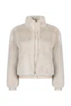 Issy London Women's Neutrals Jolie Bomber Jacket Vegan Luxe Pile Faux Fur Neutral In Black