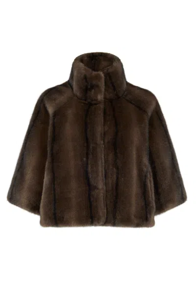 Issy London Women's Trinny Cropped Faux Fur Jacket Brown