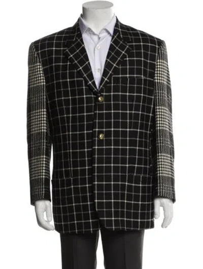 Pre-owned Istante By Versace Plaid Print Blazer In Black