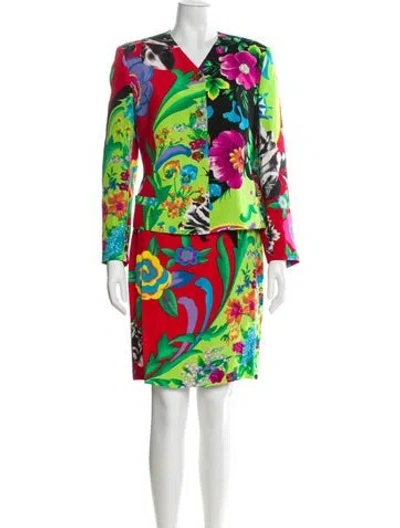 Pre-owned Istante By Versace Vintage 1994 Skirt Suit In Green