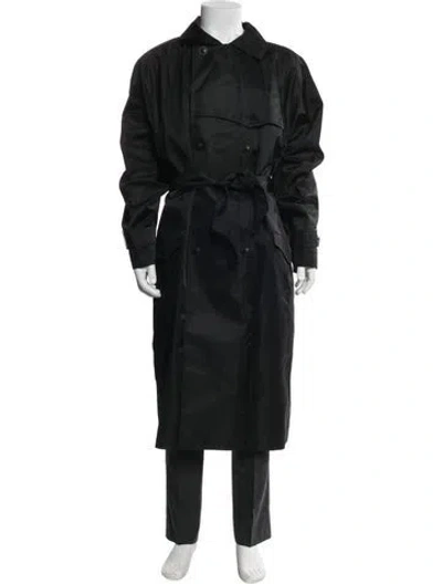 Pre-owned Istante By Versace Vintage 1996 Trench Coat In Black