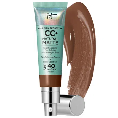 IT COSMETICS CC+ CREAM NATURAL MATTE FOUNDATION WITH SPF 40 DEEP BRONZE 1.08 OZ / 32 ML