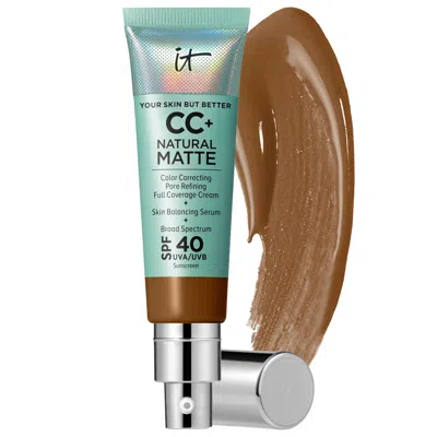 IT COSMETICS CC+ CREAM NATURAL MATTE FOUNDATION WITH SPF 40 DEEP HONEY 1.08 OZ / 32 ML