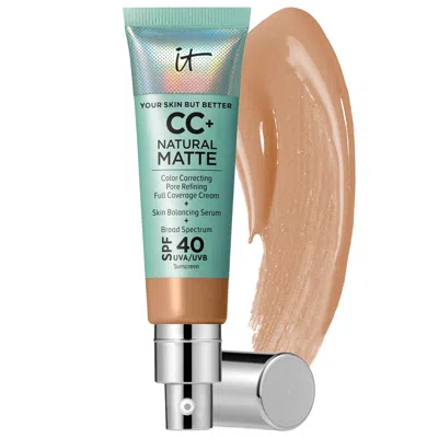 IT COSMETICS CC+ CREAM NATURAL MATTE FOUNDATION WITH SPF 40 TAN 1.08 OZ / 32 ML