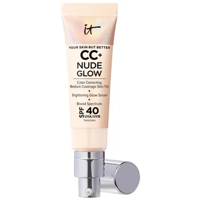 IT COSMETICS CC+ NUDE GLOW LIGHTWEIGHT FOUNDATION + GLOW SERUM WITH SPF 40 AND NIACINAMIDE FAIR PORCELAIN 1.1 OZ 