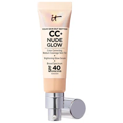 IT COSMETICS CC+ NUDE GLOW LIGHTWEIGHT FOUNDATION + GLOW SERUM WITH SPF 40 AND NIACINAMIDE LIGHT MEDIUM 1.1 OZ / 