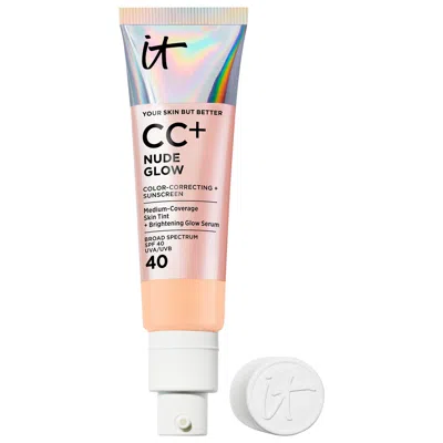 It Cosmetics Cc+ Nude Glow Lightweight Foundation + Glow Serum With Spf 40 And Niacinamide Light Medium Warm 1.1  In Brown