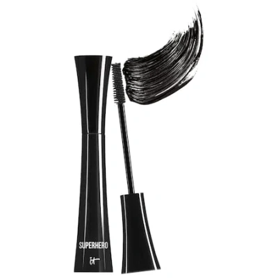 IT COSMETICS SUPERHERO ELASTIC STRETCH VOLUMIZING AND LENGTHENING MASCARA SUPER BLACK 0.30 OZ/ 9 G,P411396