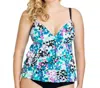 It Figures Sunny Delight Triple Tier Tankini Top In Blue In Blue