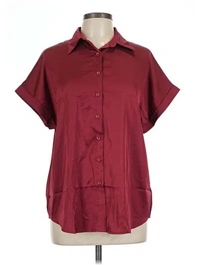 Pre-owned It Short Sleeve Blouse In Burgundy