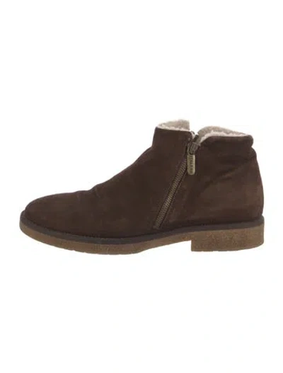 Pre-owned Italeau Suede Boots In Brown