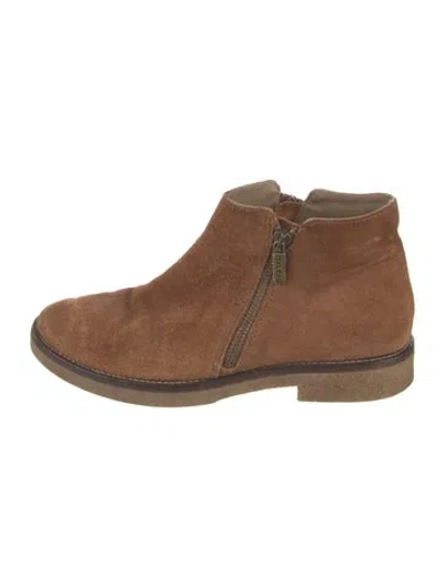 Pre-owned Italeau Suede Lace-up Boots In Neutral