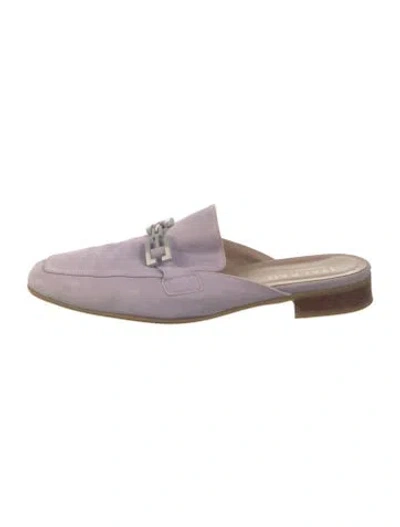 Pre-owned Italeau Suede Mules In Purple