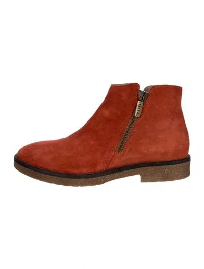 Pre-owned Italeau Suede Riding Boots In Red