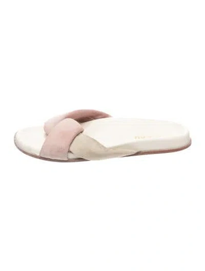 Pre-owned Italeau Suede Slides In Pink