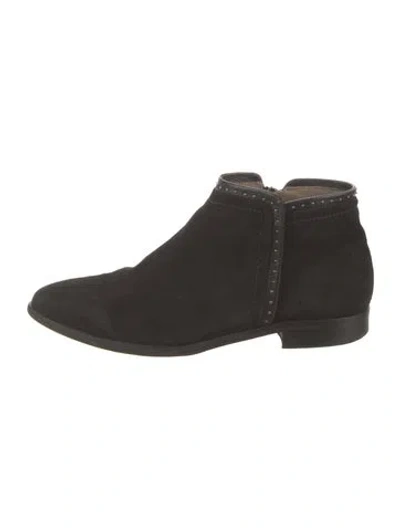 Pre-owned Italeau Suede Studded Accents Chelsea Boots In Black