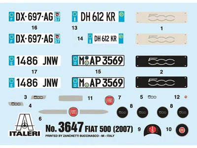 Italeri Skill 3 Model Kit 2007 Fiat 500 1/24 Scale Model By  In Blue