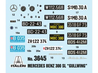 Italeri Skill 3 Model Kit Mercedes Benz 300 Sl Gullwing 1/24 Scale Model By  In Blue