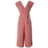 Italia A Collection Women's Sienna Red Linen Zero Waste Jumpsuit In Red