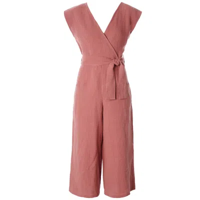 Italia A Collection Women's Sienna Red Linen Zero Waste Jumpsuit