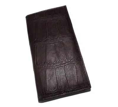 Pre-owned Italia Baglioni  Mens Genuine Crocodile Breast Pocket Secretary Wallet Brown