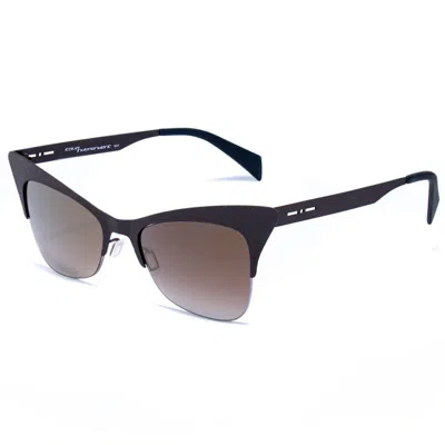 Italia Independent Black Metal Sunglasses In Brown