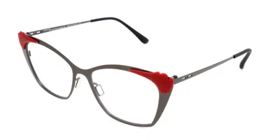 Italia Independent I-i Jenny 5231 Thin 078.078 Occhiali Da Vista Grigi Per Donna (solo Montatura) In Red