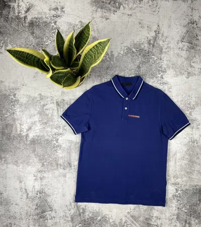 Pre-owned Italian Designers Vintage Blue Polo Prada Milano Red Tab T Shirt